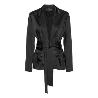 Rex tie blazer black rich satin