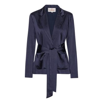Rex tie blazer navy rich satin