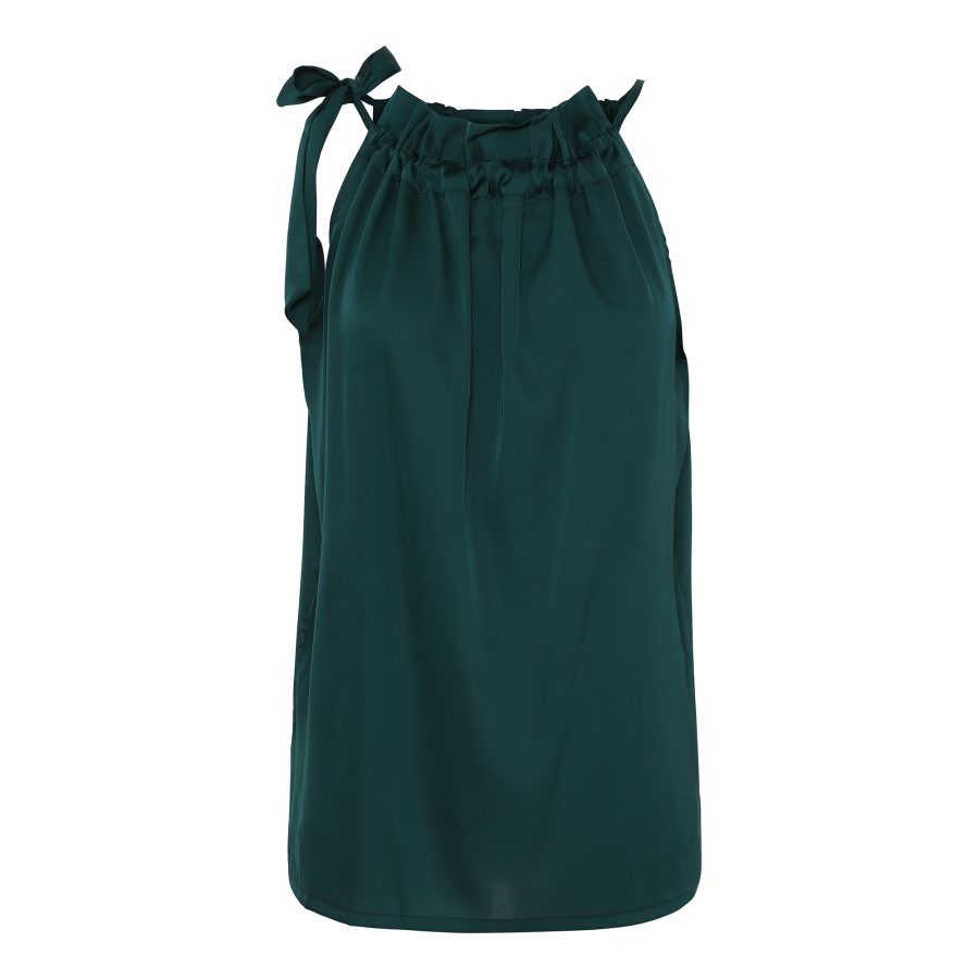 Karmamia ruffle tie top dark green