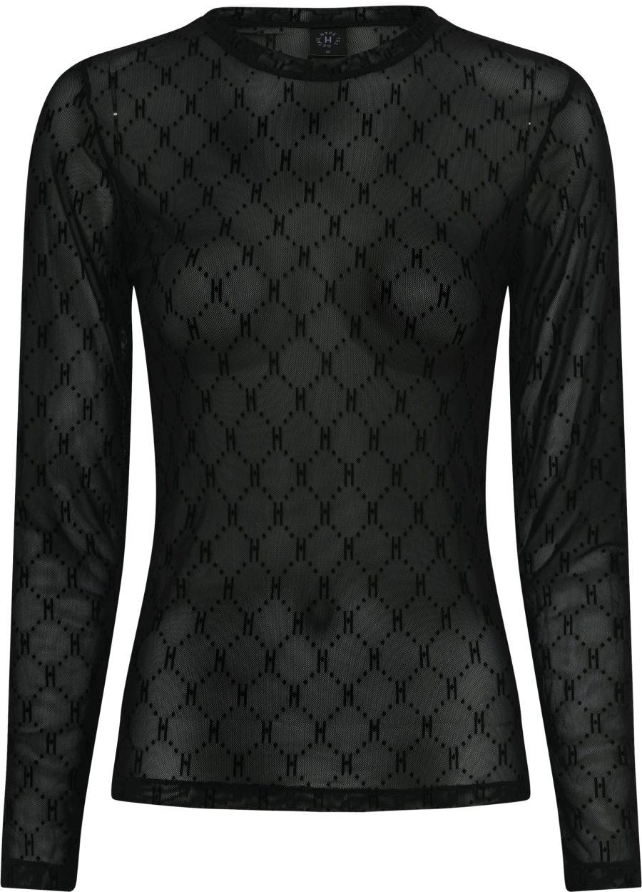 Hype the detail mesh blouse black