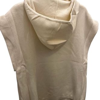 Lara knitted vest with hood creme