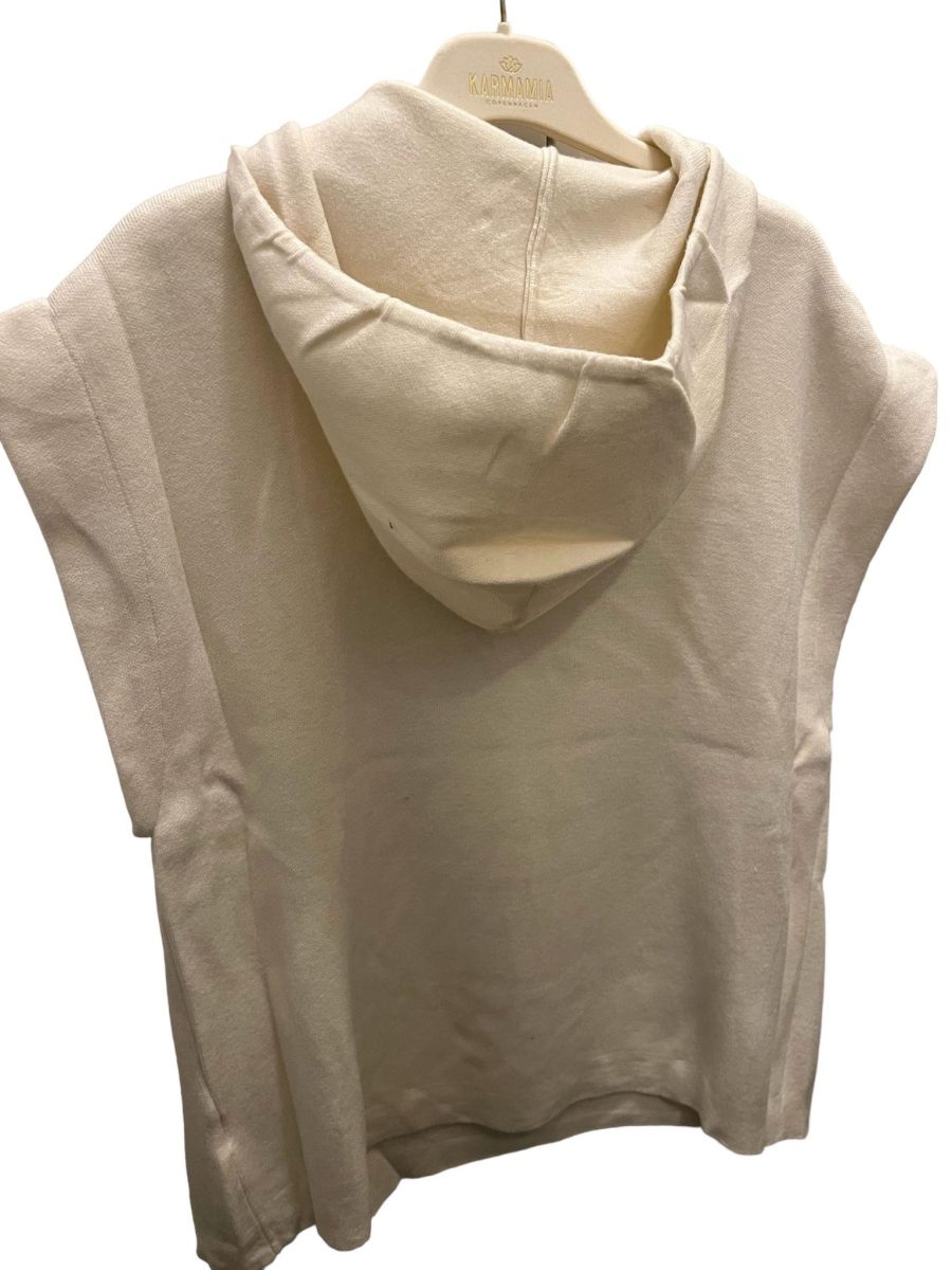 Lara knitted vest with hood creme