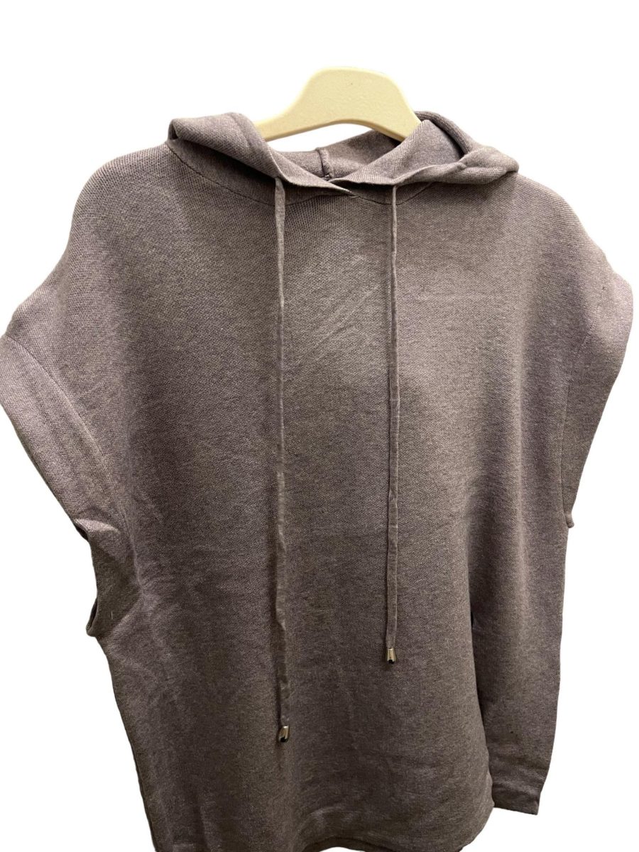 Lara knitted vest with hood grey