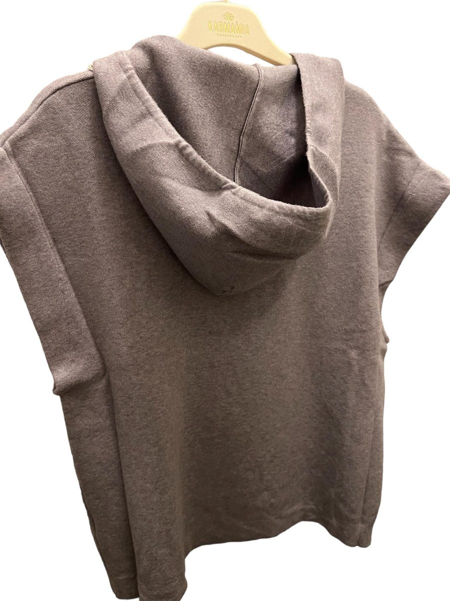 Lara knitted vest with hood grey - Image 2