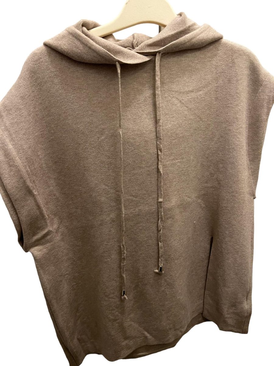 Lara knitted vest with hood tan