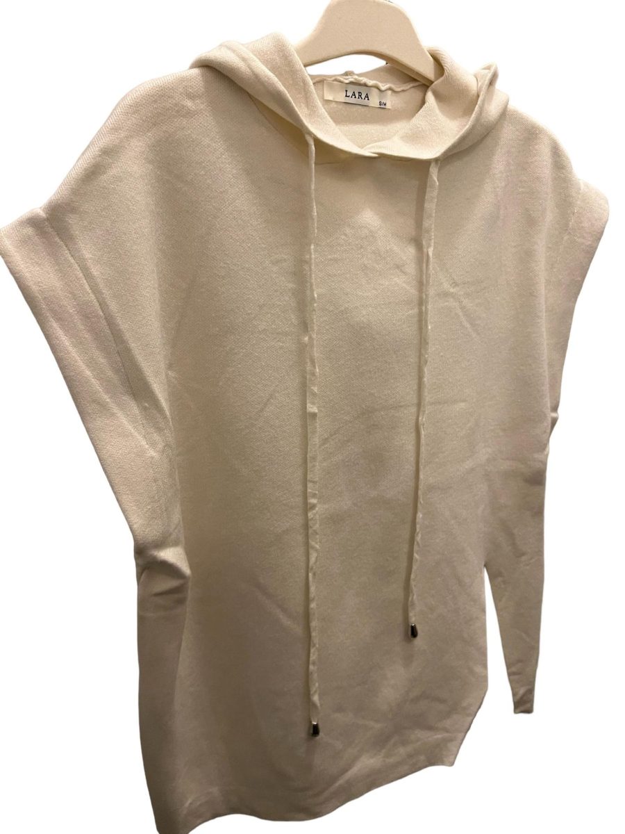 Lara knitted vest with hood creme - Image 2