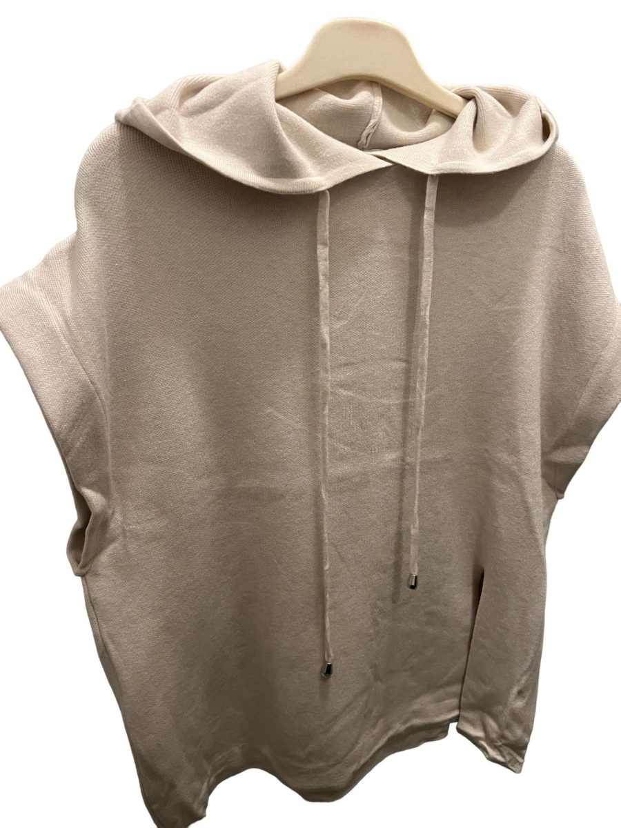 Lara knitted vest with hood beige