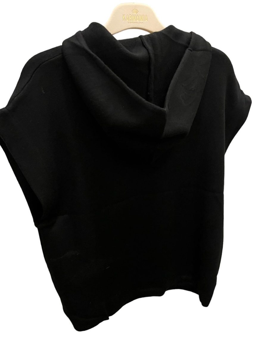 Lara knitted vest with hood black - Image 2
