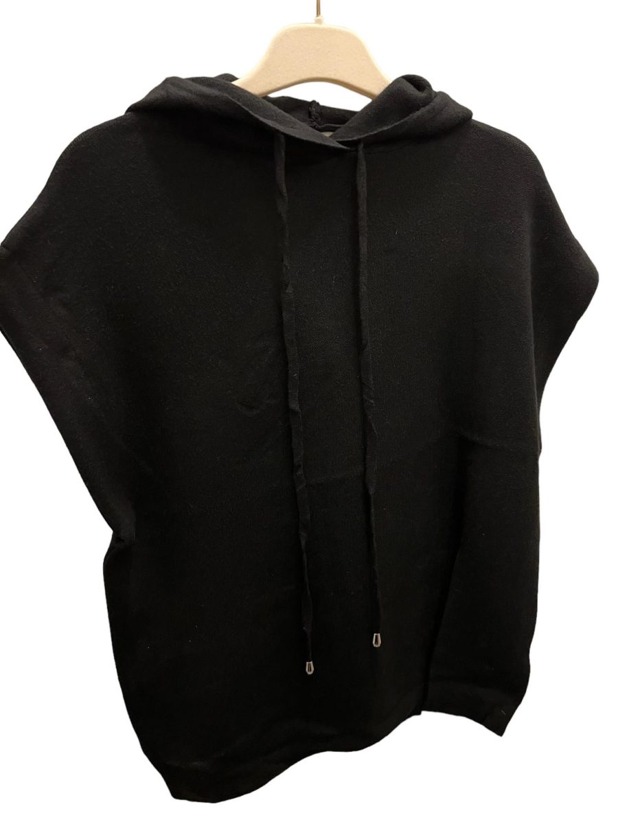 Lara knitted vest with hood black