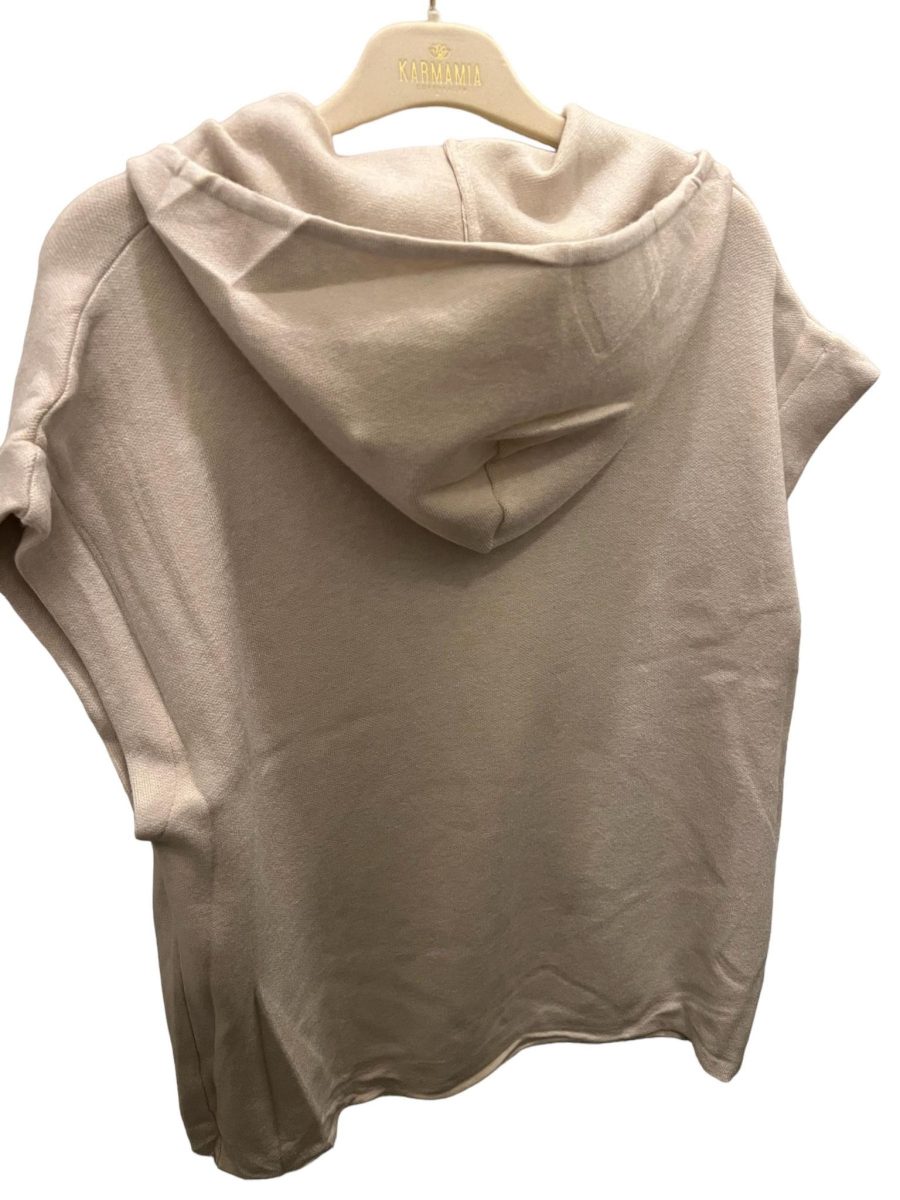 Lara knitted vest with hood beige - Image 2