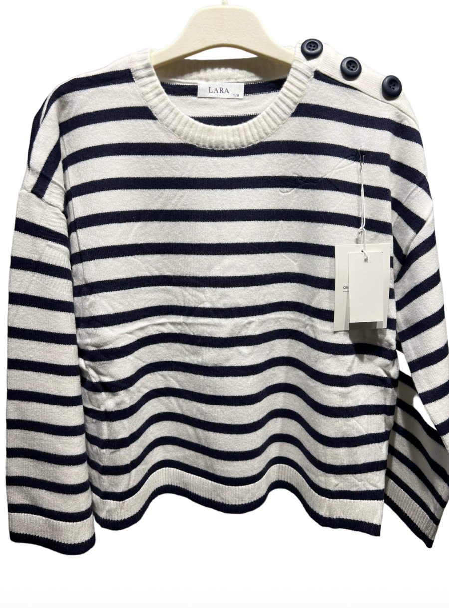 Lara knit cream with navy stripes