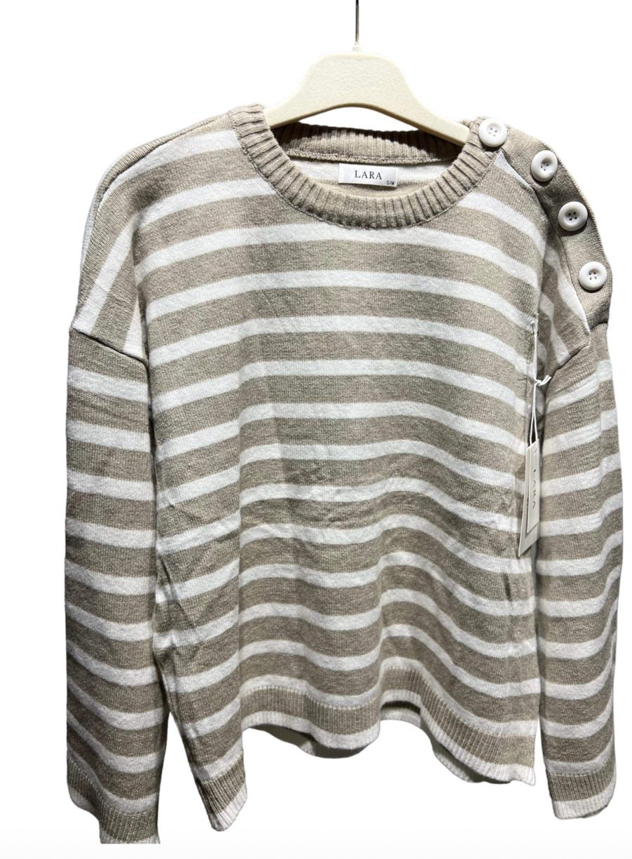 Lara knit cream with khaki stripes