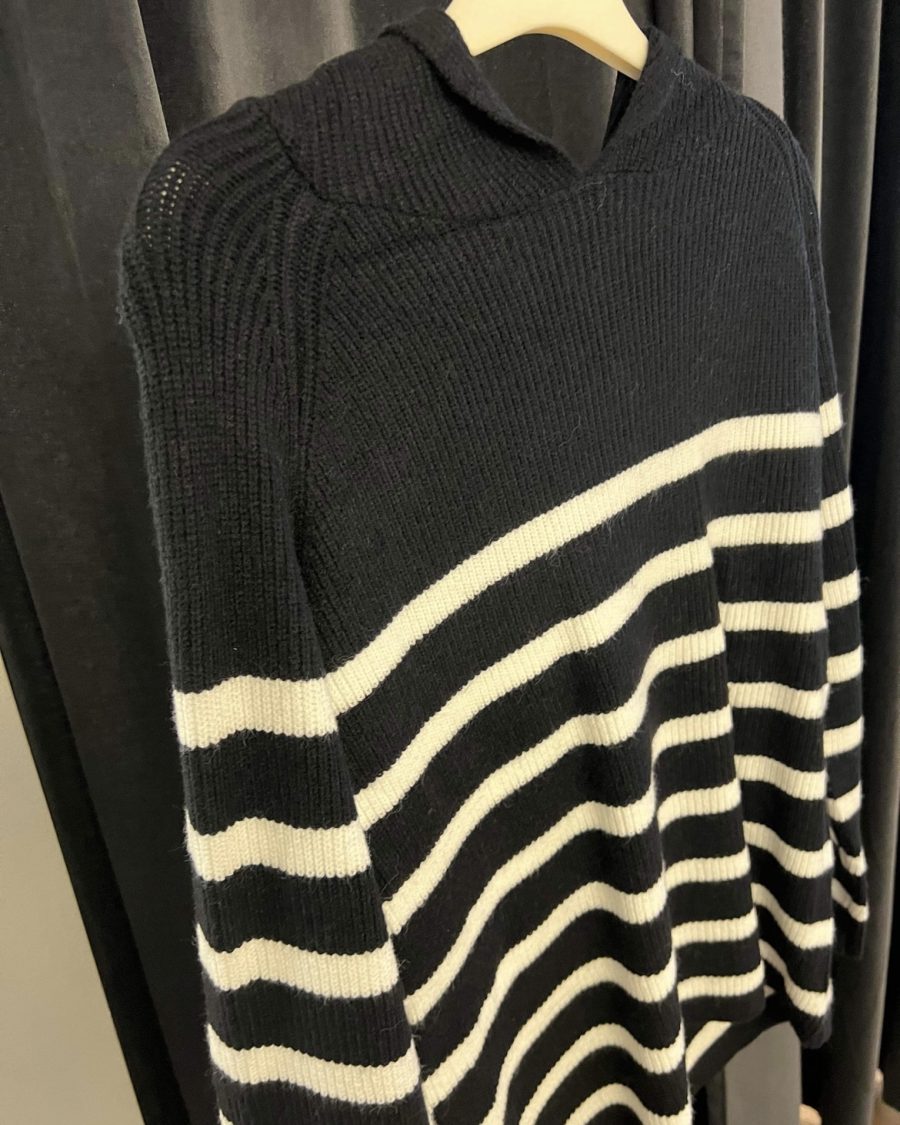 Lara hoodie knit stripes black white