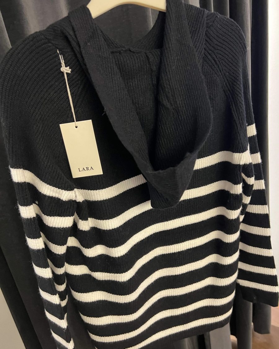 Lara hoodie knit stripes black white - Image 2