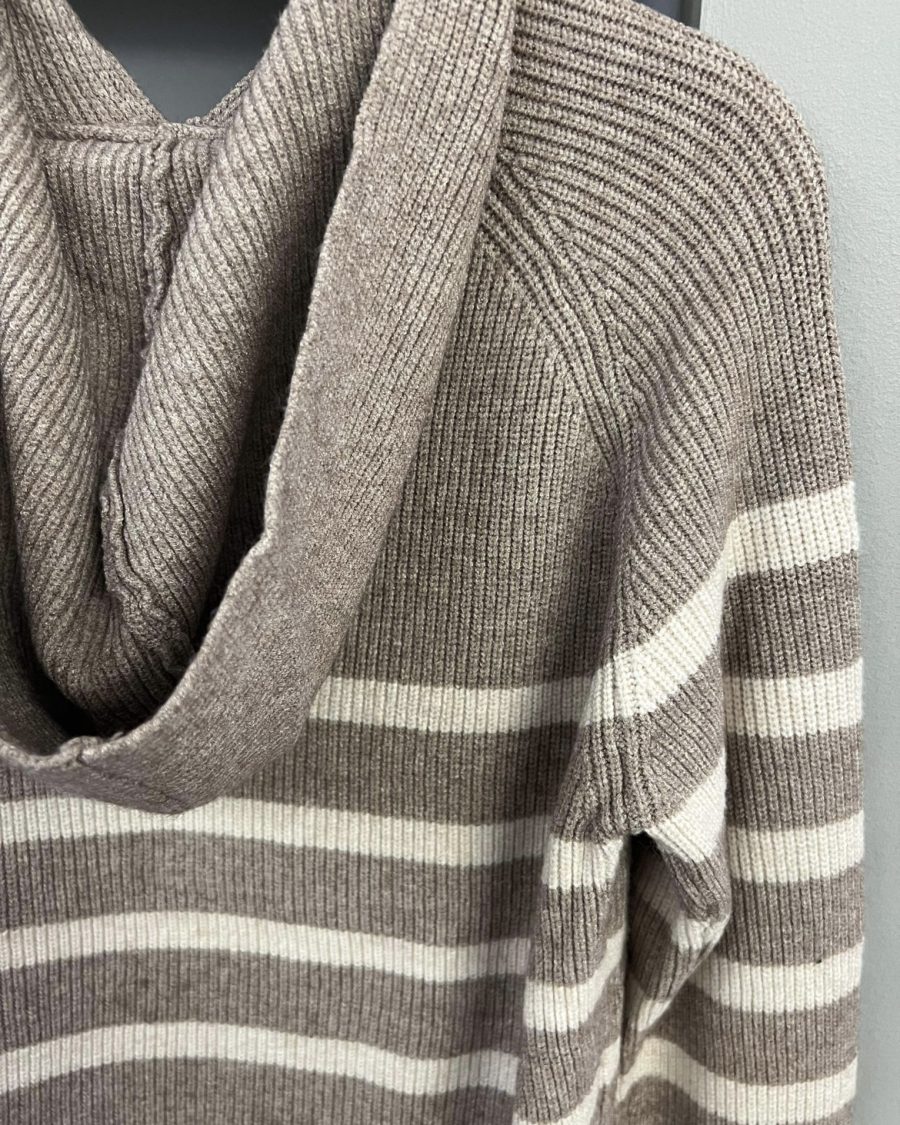 Lara hoodie knit stripes tan beige - Image 2
