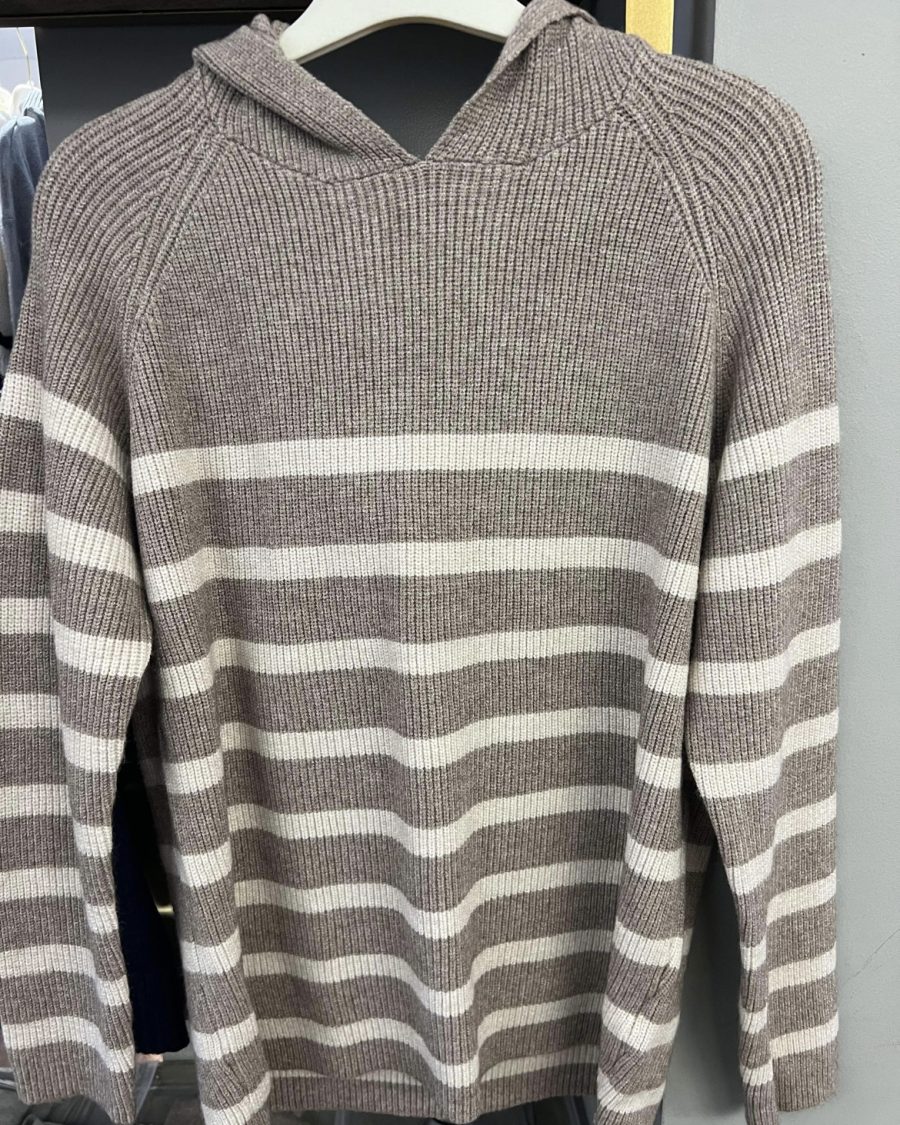 Lara hoodie knit stripes tan beige