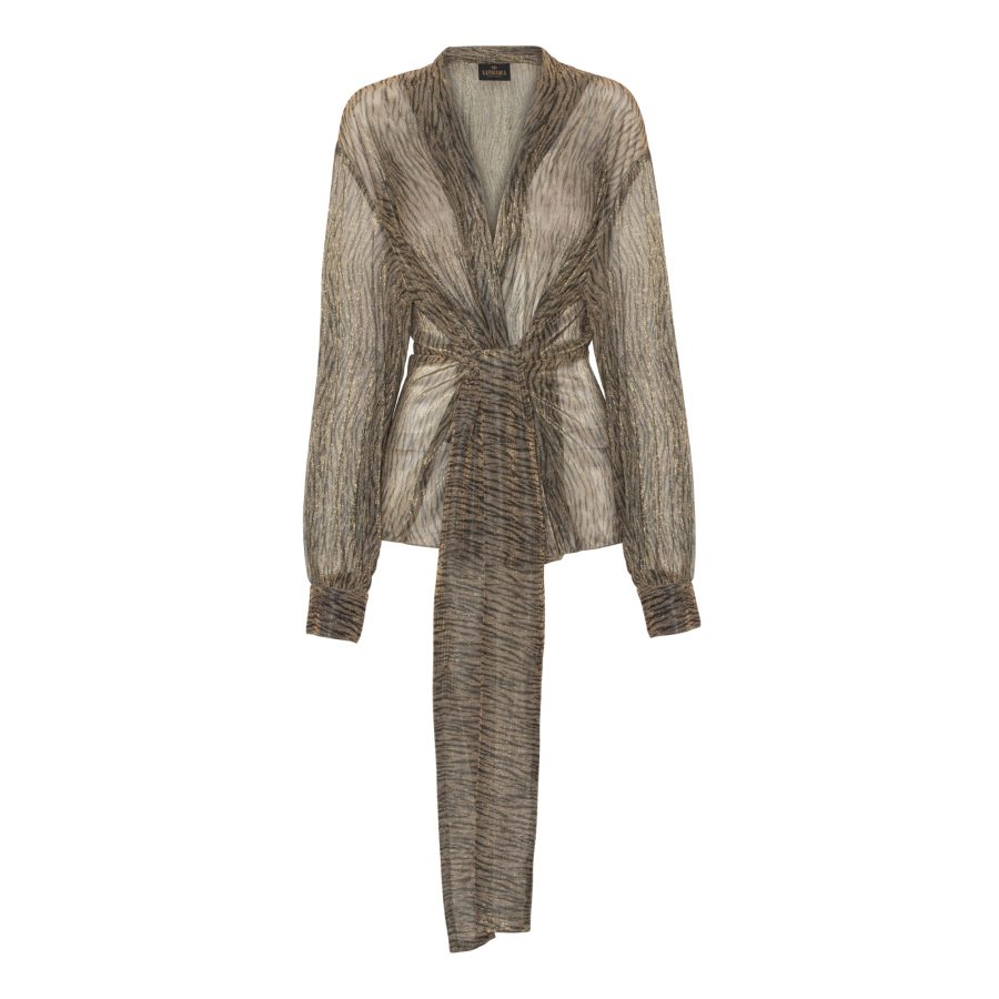 Karmamia lola gold zebra wrap blouse