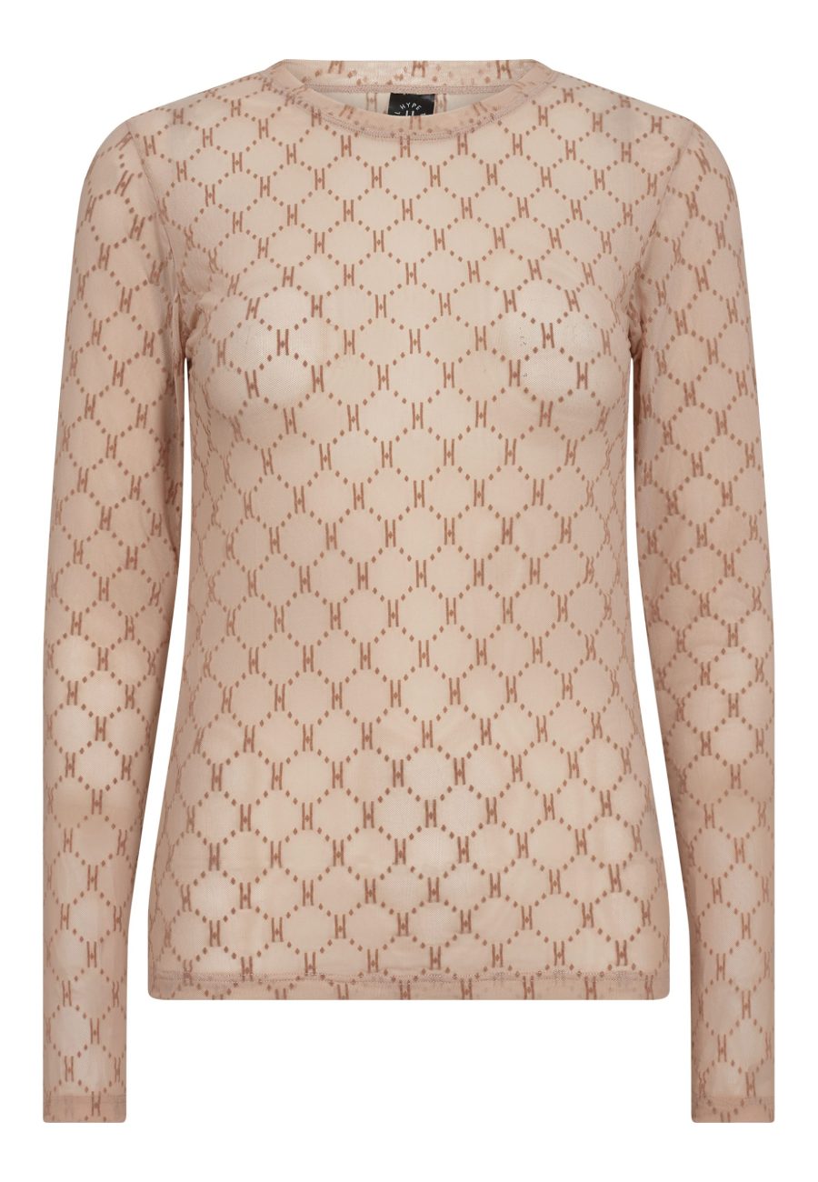 Hype the detail mesh blouse nude