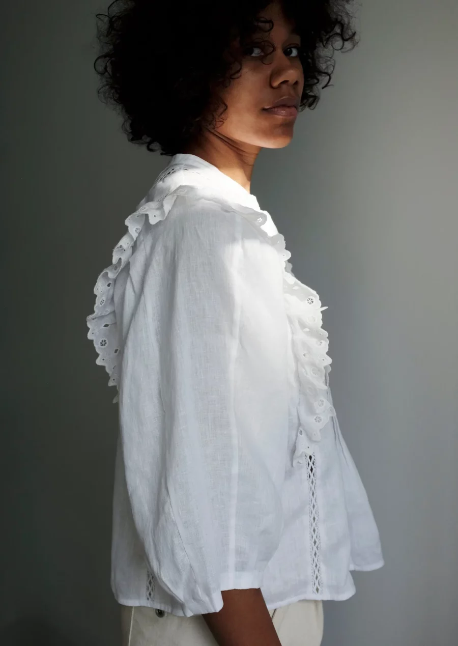 Coéme aelin organic linen blouse white - Image 3