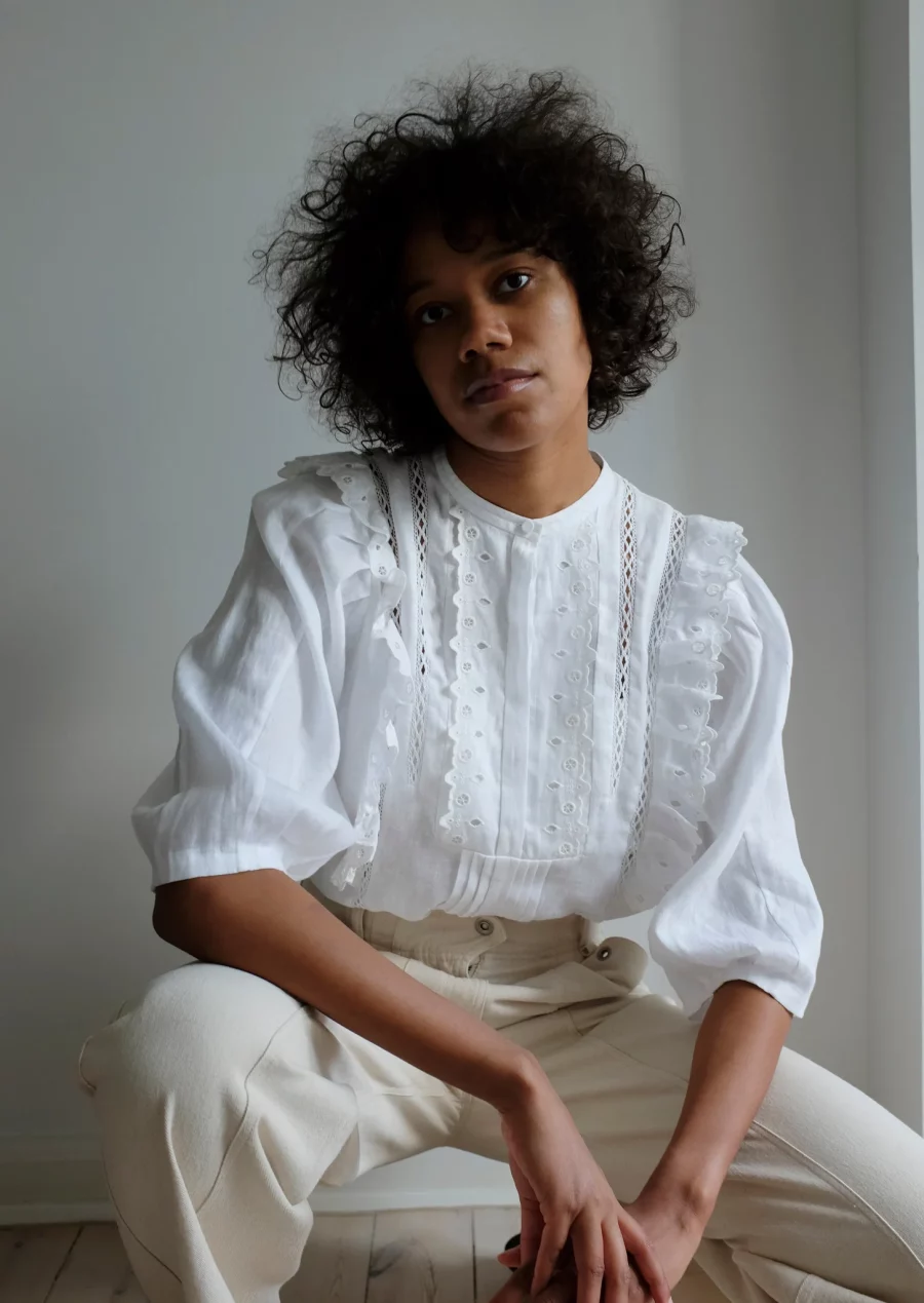 Coéme aelin organic linen blouse white - Image 2