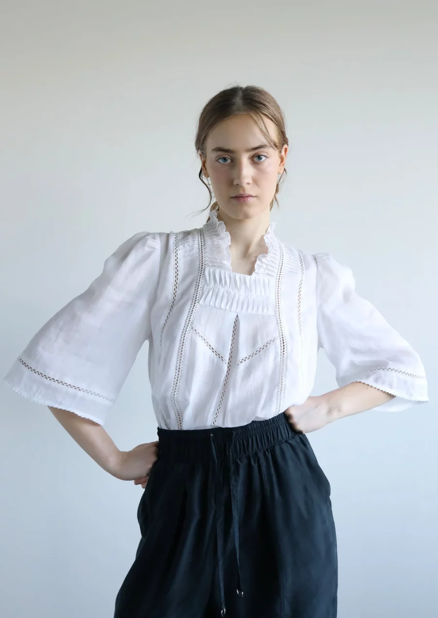 Coéme freesia ramie deco blouse white