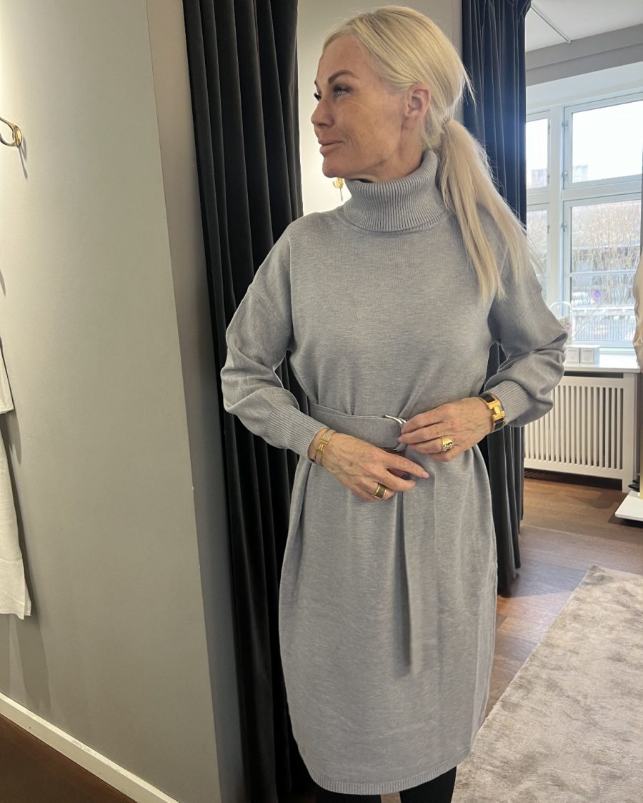 Lara dress with belt grey