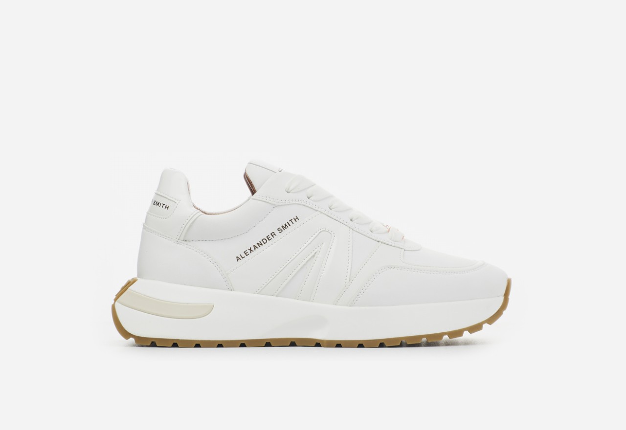 ALEXANDER SMITH Sneaker Donna Hyde S2D In Pelle Bianca - Suola In Gomma, Vestibilità Regolare, Fatto In Italia, Taglia 37