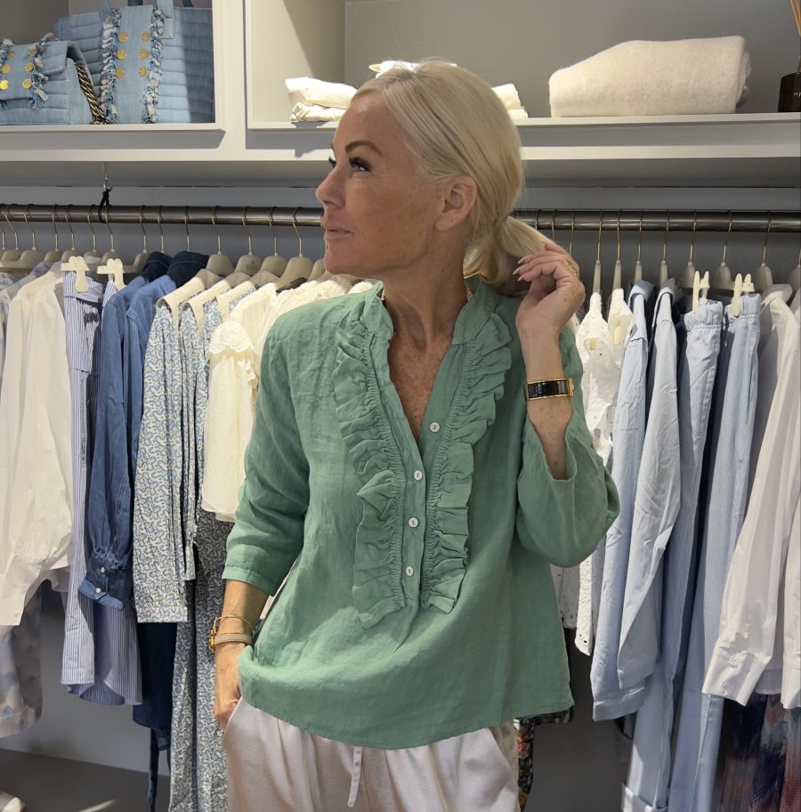 Tiffany harper ruffle blouse dusty mint