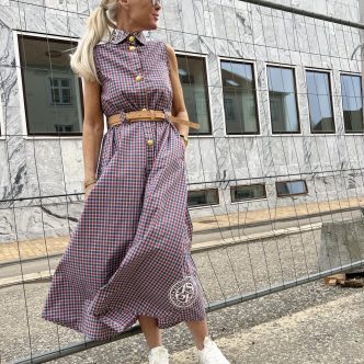 Signé checked dress with belt