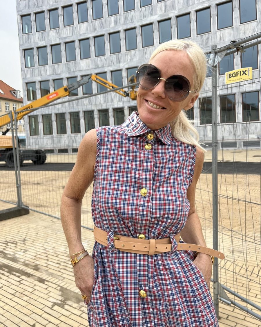 Signé checked dress with belt - Image 2