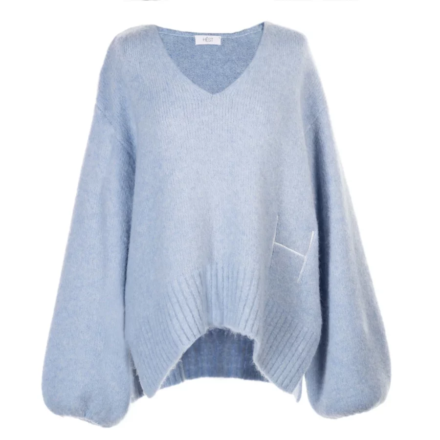 Hést sofie v-neck sweater light blue