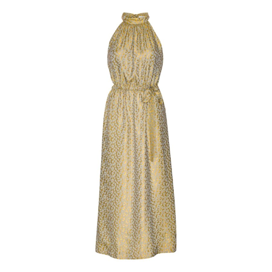 Karmamia layla dress gold leo silk