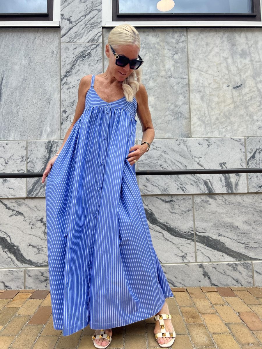 Signe maxi dress with stripes blue