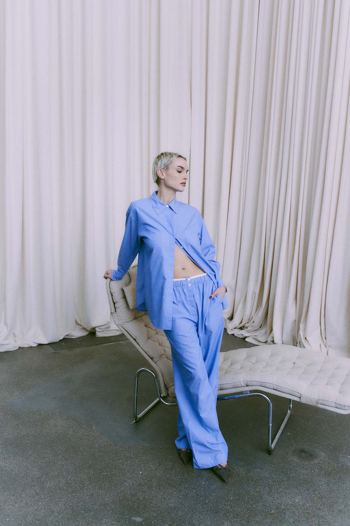 Copenhagen muse popli shirt blue stripe - Billede 6