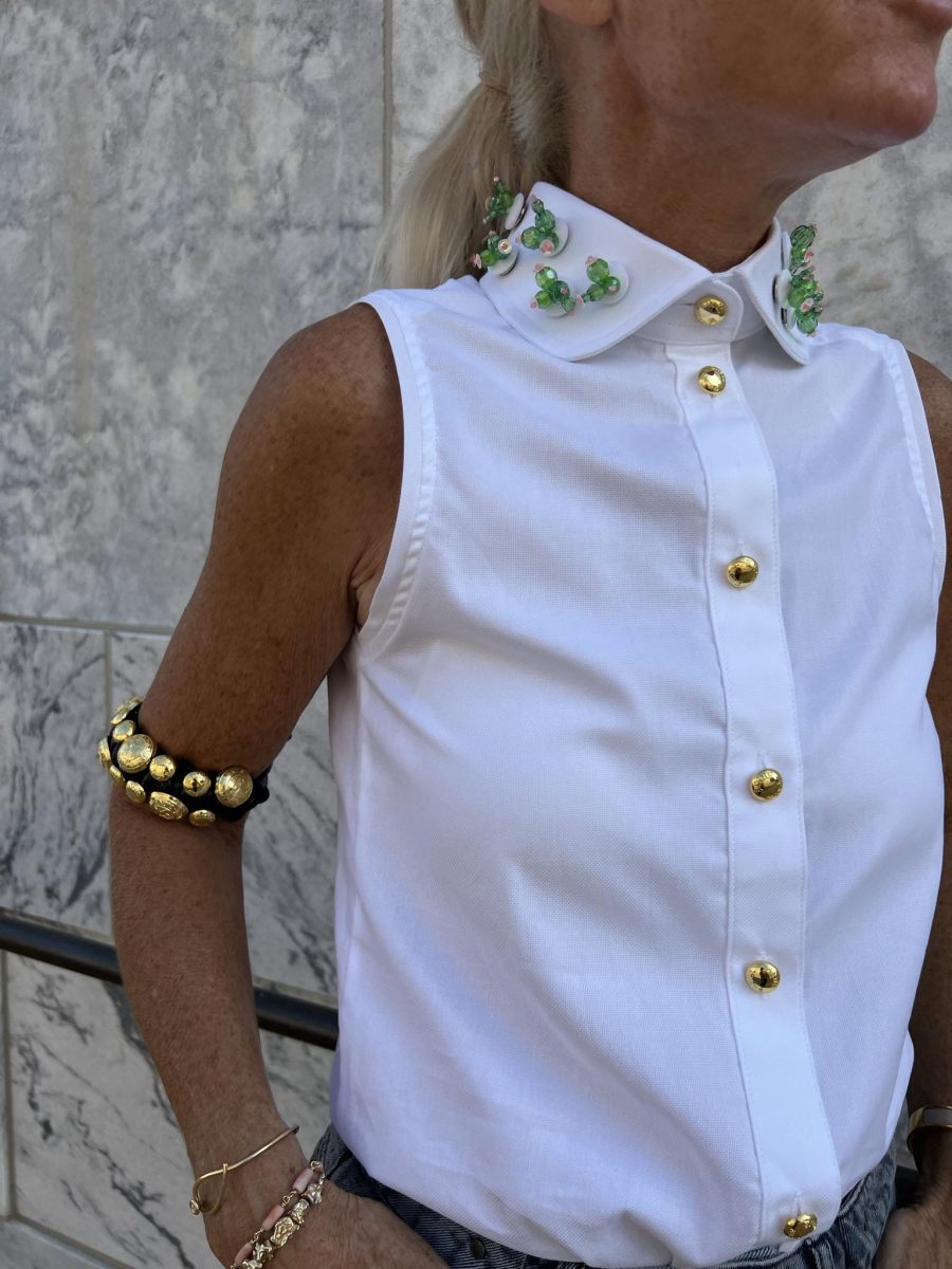 Signé shirt with green details white