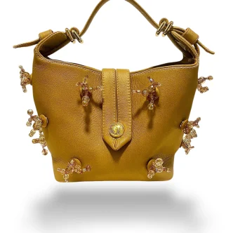 Signé leather bag beige