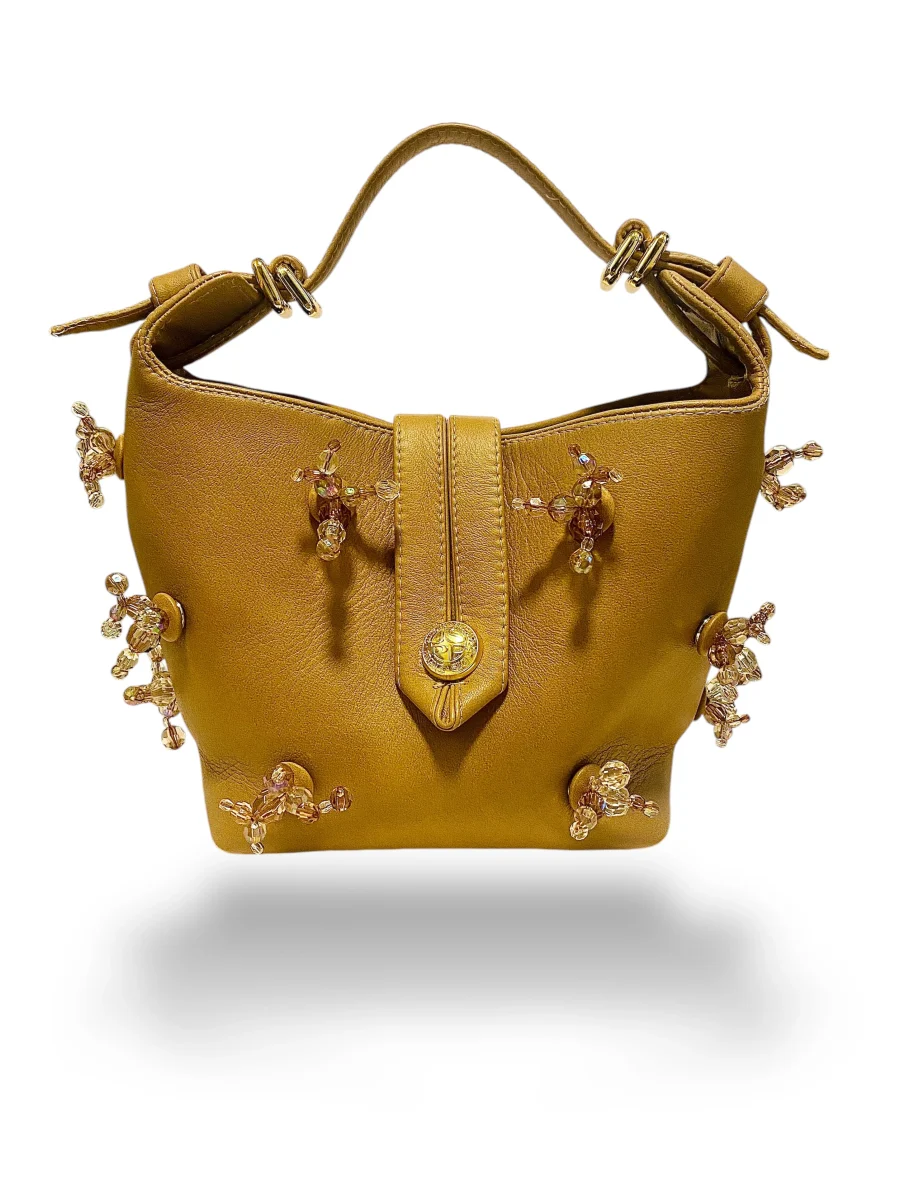 Signé leather bag beige