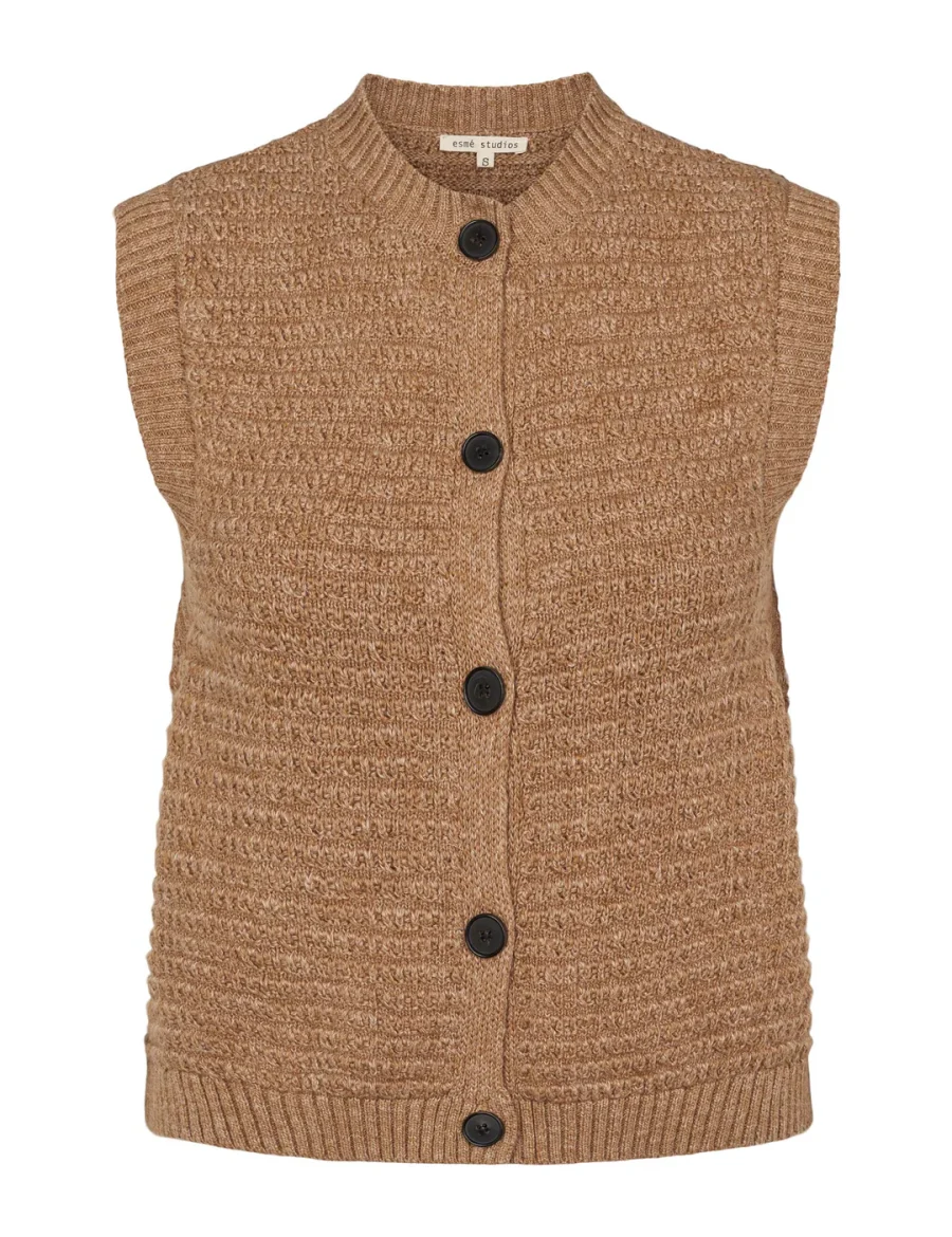 Èsme studios saga knit vest incense melange