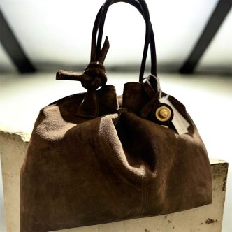 Kooreloo maxi swan bag dark brown suede