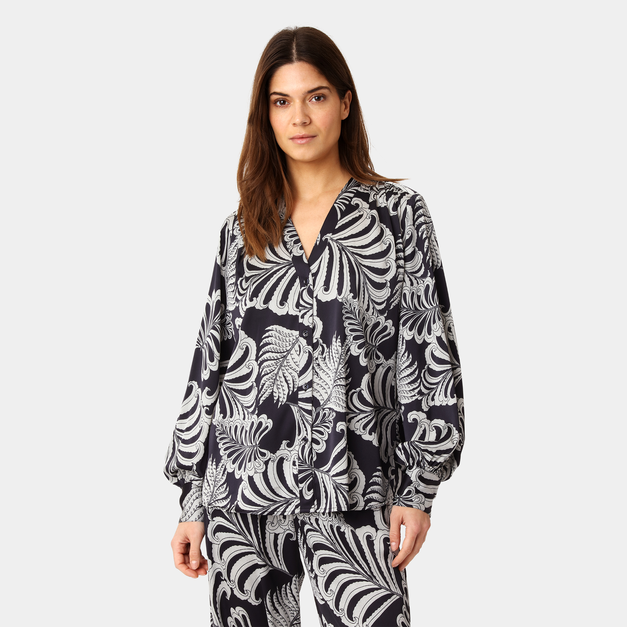 Karmamia amelia shirt navy palm - Billede 5