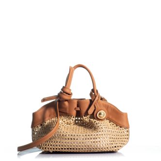 Kooreloo midi swan bag raffia leather