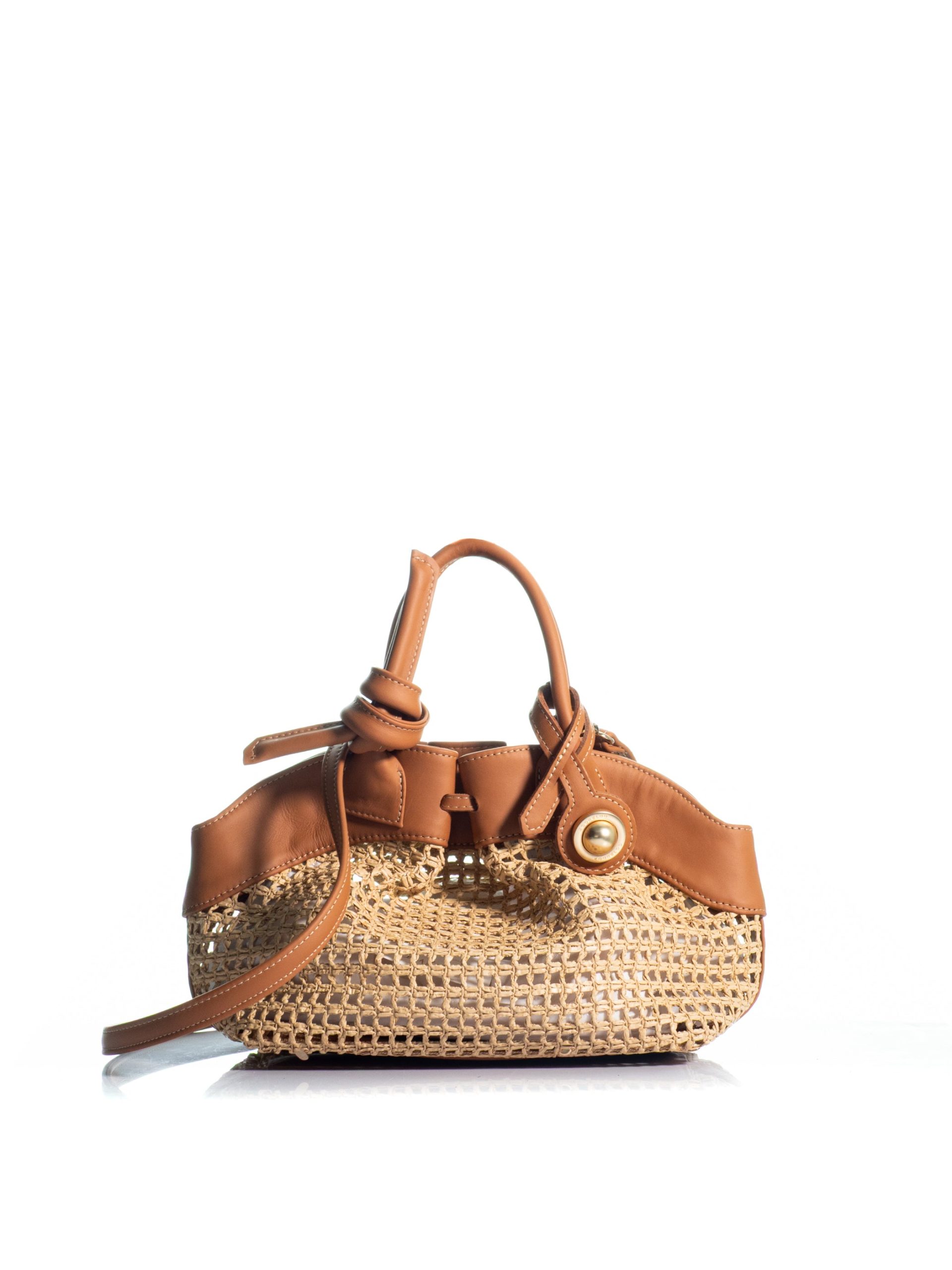 Kooreloo midi swan bag raffia leather