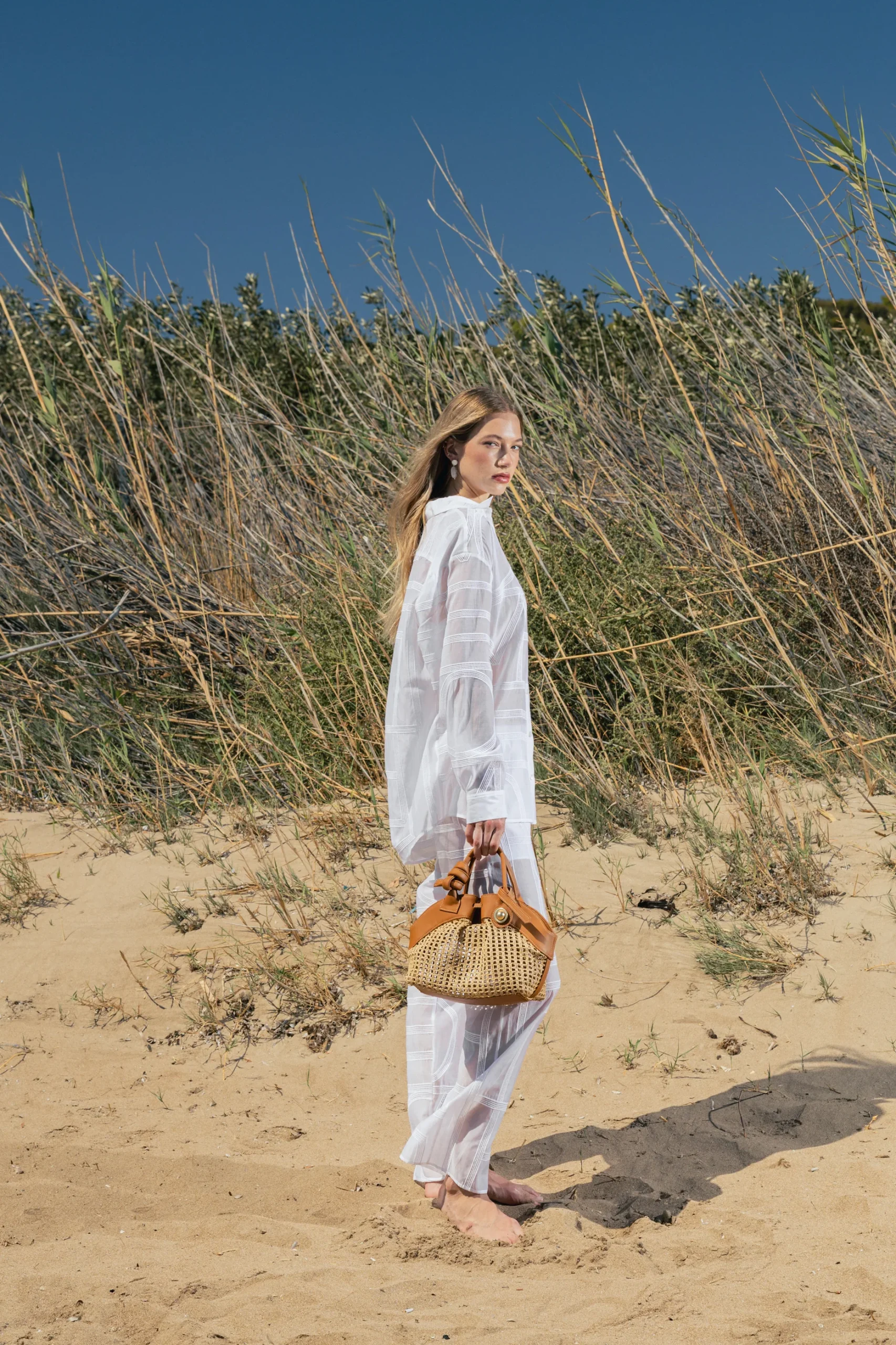 Kooreloo midi swan bag raffia leather - Billede 4