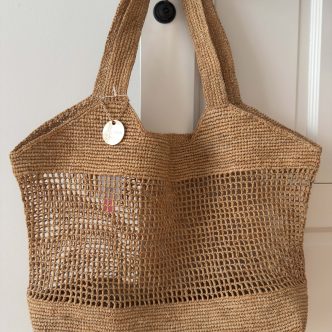 BB raffia tote bag camel