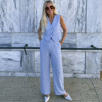 BB vest + pant set blue striped