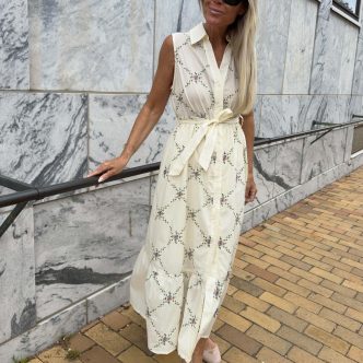BB embroidery long dress ivory