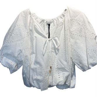BB embroidery top short white anglaise