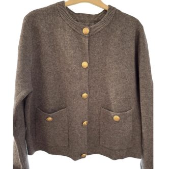 BB cardigan grey with gold buttons