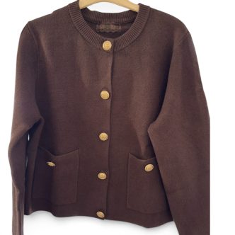 BB cardigan brown with gold buttons